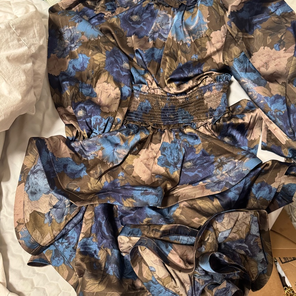 Elliatt Blue and Brown Floral Dress - Picture 10 of 11